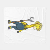 Giraffe als boer met Pitchfork Fleece Deken (Voorkant (Horizontaal))