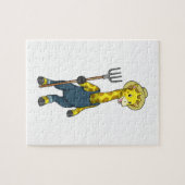 Giraffe als boer met Pitchfork Legpuzzel (Horizontaal)