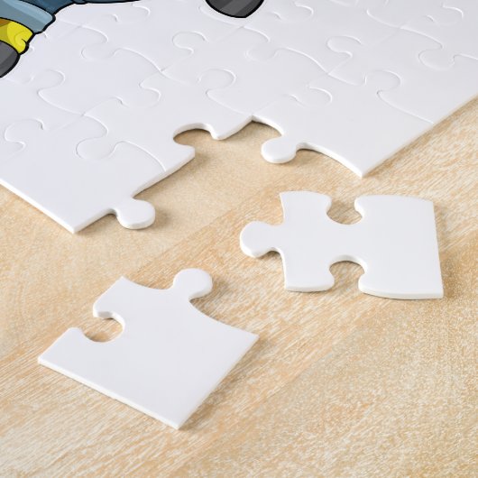 Giraffe als boer met Pitchfork Legpuzzel (Zijkant)