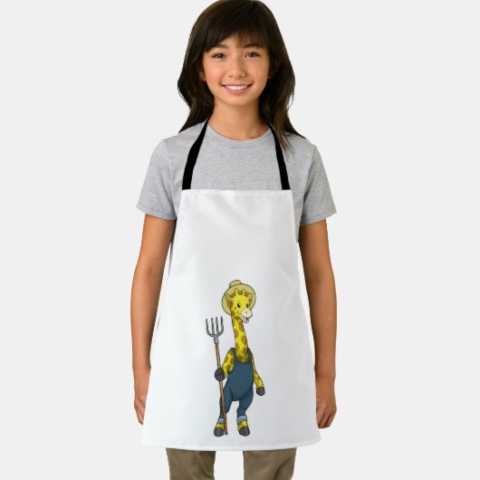 Giraffe als boer met Pitchfork Schort (Insitu)