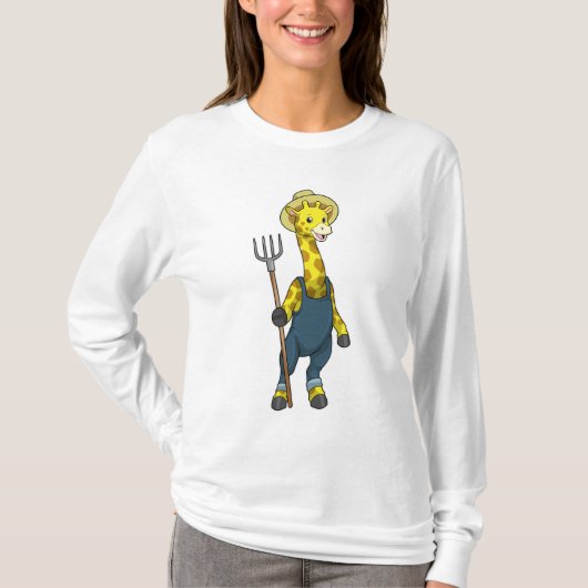 Giraffe als boer met Pitchfork T-shirt (Voorkant)