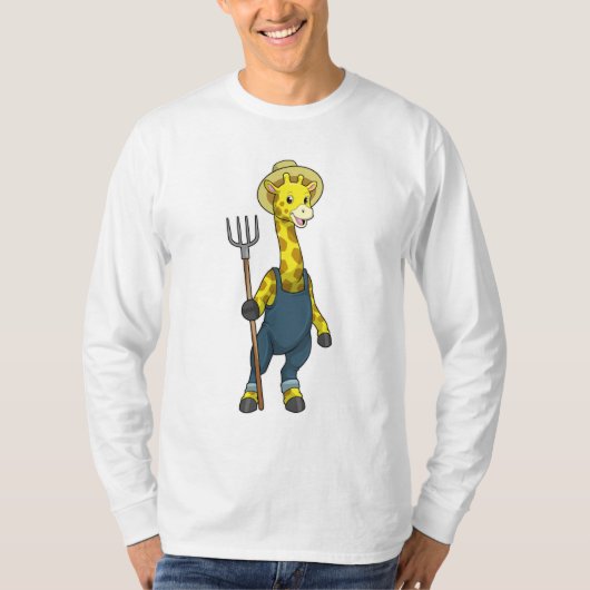 Giraffe als boer met Pitchfork T-shirt (Voorkant)