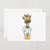 Giraffe als Doctor met Notitieblok Briefkaart (Voorkant / Achterkant)