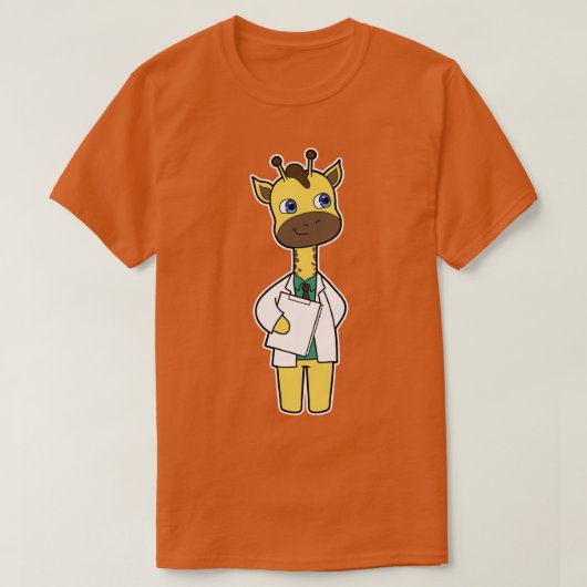 Giraffe als Doctor met Notitieblok T-shirt (Design voorkant)