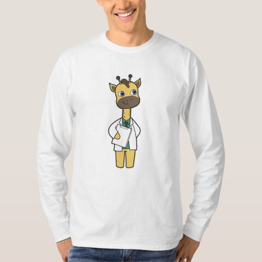 Giraffe als Doctor met Notitieblok T-shirt (Voorkant)