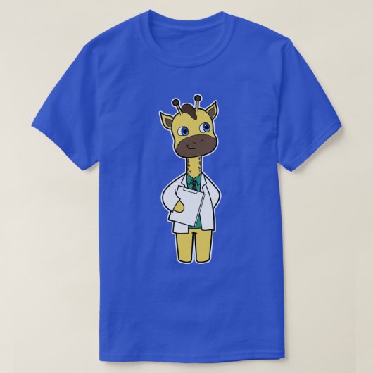 Giraffe als Doctor met Notitieblok T-shirt (Design voorkant)