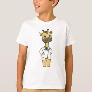 Giraffe als Doctor met Notitieblok T-shirt