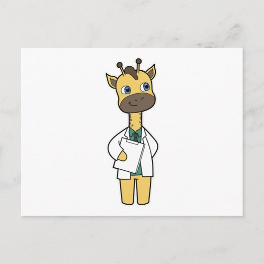 Giraffe als dokter met notitieblok briefkaart (Voorkant)