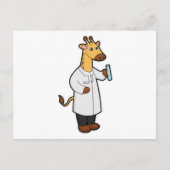 Giraffe als dokter met reageerbuis briefkaart (Voorkant)