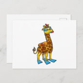 Giraffe als duiker met zwembril en lippers briefkaart (Voorkant / Achterkant)