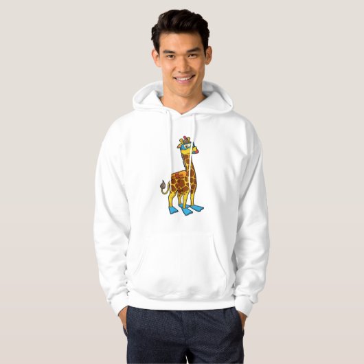 Giraffe als duiker met zwembril en lippers hoodie (Voorkant volledig)