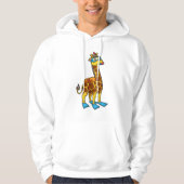 Giraffe als duiker met zwembril en lippers hoodie (Voorkant)