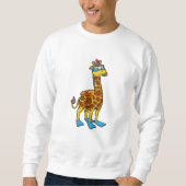 Giraffe als duiker met zwembril en lippers trui (Voorkant)