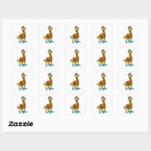 Giraffe als duiker met zwembril en lippers vierkante sticker (Vel)