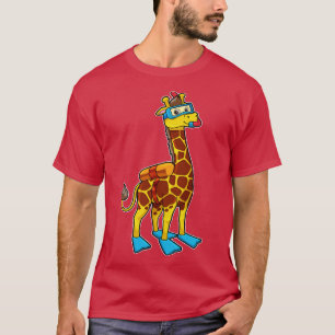 Giraffe als Duiker met Zwembril Flippers T-shirt