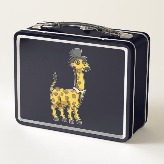 Giraffe als Gentleman met Pet, Stropdas en Mustach (Achterkant)