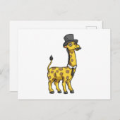 Giraffe als Gentleman met Pet, Stropdas en Mustach Briefkaart (Voorkant / Achterkant)