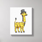 Giraffe als Gentleman met Pet, Stropdas en Mustach Canvas Afdruk (Voorkant)