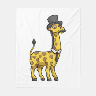 Giraffe als Gentleman met Pet, Stropdas en Mustach Fleece Deken