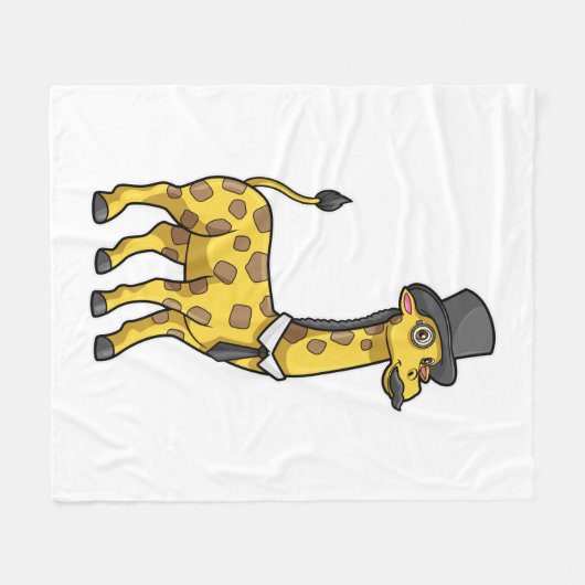 Giraffe als Gentleman met Pet, Stropdas en Mustach Fleece Deken (Voorkant (Horizontaal))