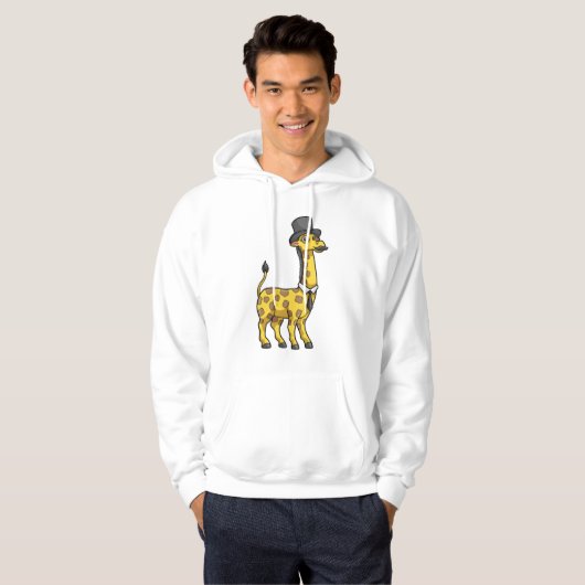 Giraffe als Gentleman met Pet, Stropdas en Mustach Hoodie (Voorkant volledig)