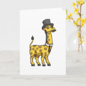 Giraffe als Gentleman met Pet, Stropdas en Mustach Kaart (Gele Bloem)