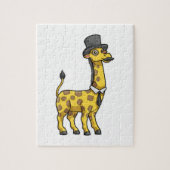 Giraffe als Gentleman met Pet, Stropdas en Mustach Legpuzzel (Verticaal)