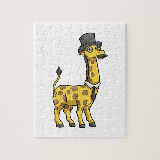 Giraffe als Gentleman met Pet, Stropdas en Mustach Legpuzzel (Verticaal)