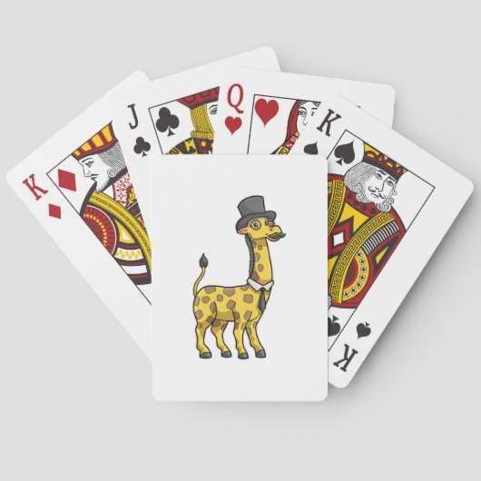 Giraffe als Gentleman met Pet, Stropdas en Mustach Pokerkaarten (Achterkant)