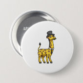 Giraffe als Gentleman met Pet, Stropdas en Mustach Ronde Button 7,6 Cm (Voorkant /achterkant)