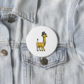 Giraffe als Gentleman met Pet, Stropdas en Mustach Ronde Button 7,6 Cm (In situ)
