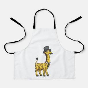 Giraffe als Gentleman met Pet, Stropdas en Mustach Schort
