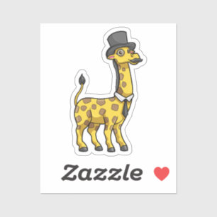 Giraffe als Gentleman met Pet, Stropdas en Mustach Sticker