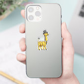 Giraffe als Gentleman met Pet, Stropdas en Mustach Sticker (Telefoon)