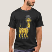 Giraffe als Gentleman met Pet, Stropdas en Mustach T-shirt (Voorkant)