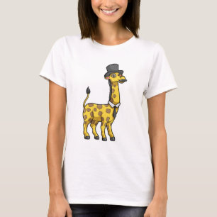 Giraffe als Gentleman met Pet, Stropdas en Mustach T-shirt
