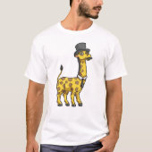Giraffe als Gentleman met Pet, Stropdas en Mustach T-shirt (Voorkant)
