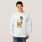 Giraffe als Gentleman met Pet, Stropdas en Mustach T-shirt (Voorkant volledig)
