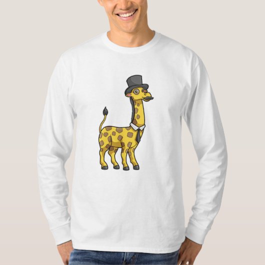 Giraffe als Gentleman met Pet, Stropdas en Mustach T-shirt (Voorkant)