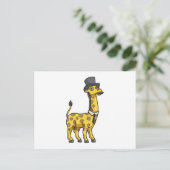 Giraffe als heer met hoed, das en snor briefkaart (Staand voorkant)