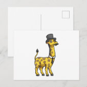 Giraffe als heer met hoed, das en snor briefkaart (Voorkant / Achterkant)