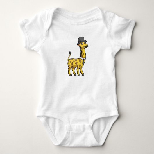 Giraffe als heer met hoed, das en snor romper (Voorkant)