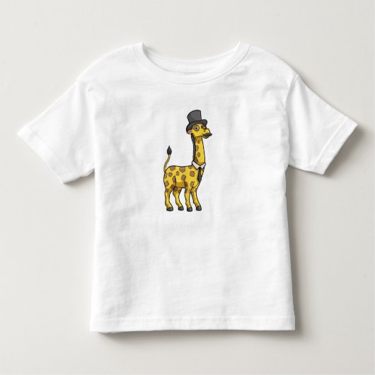 Giraffe als heer met hoed, stropdas en snor kinder shirts (Voorkant)