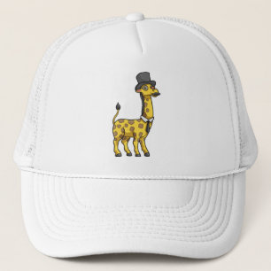 Giraffe als Heer met Hoed, Stropdas en Snor Trucker Pet
