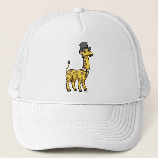 Giraffe als Heer met Hoed, Stropdas en Snor Trucker Pet (Voorkant)