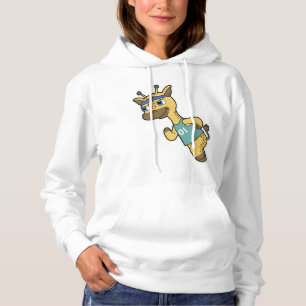 Giraffe als Jogger bij het runnen met hoofdband Hoodie
