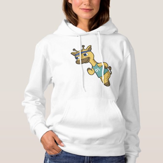 Giraffe als Jogger bij het runnen met hoofdband Hoodie (Voorkant)
