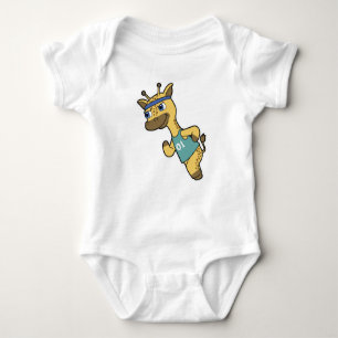 Giraffe als Jogger bij het runnen met hoofdband Romper