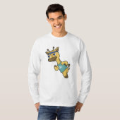 Giraffe als Jogger bij het runnen met hoofdband T-shirt (Voorkant volledig)