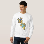 Giraffe als Jogger bij het runnen met hoofdband Trui (Voorkant volledig)
